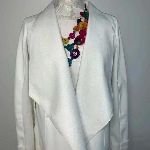 Andrew Marc Faux Leather & Knit Drape Front Jacket - Picture 8 of 11